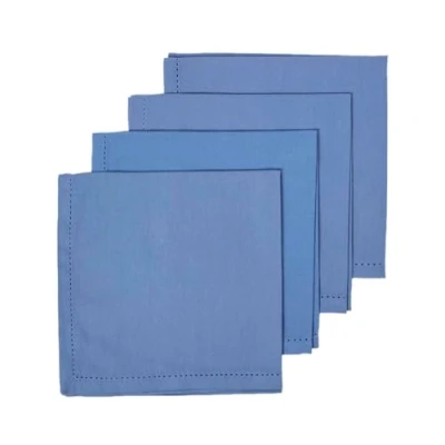 Image of HOMESCAPES Four Air Force Blue Napkins 100% Cotton 18 x Inch (45 45 cm) Easy care table Hand Woven Machine Washable