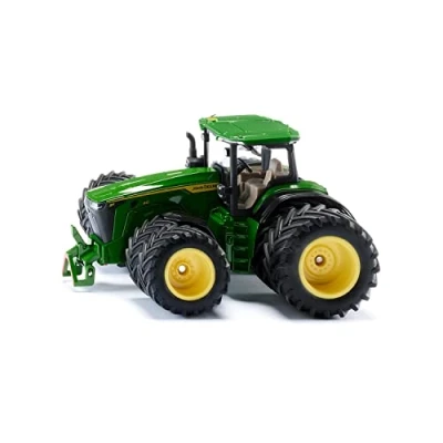 Image of siku 3292, John Deere 8R 410 with Double Tyres, Toy Tractor, 1:32, Metal,Plastic, Green, Removable Front Weight, Ackerman Steering, Detachable Cab, and Rear Coupling
