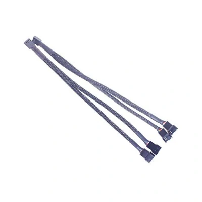 Image of ANGEEK 1 PC 27cm To 2 Way Y Splitter Sleeved 4 Pin Molex Male 2x 3 Pin/4 PWM Connector Fan Extension Adapter Cable (2 pcs)