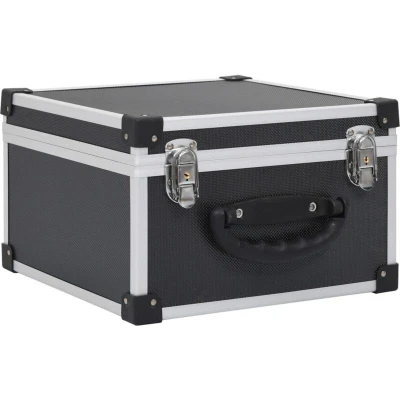 Image of vidaXL Black CD Case ABS Aluminium Trimming Lockable Design 40 Storage Detachable Interior Panels Hardwearing Wooden Construction
