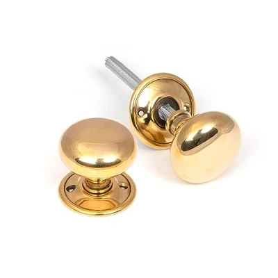 Image of From the Anvil Mushroom Mortice/Rim Knob Set Aged Brass