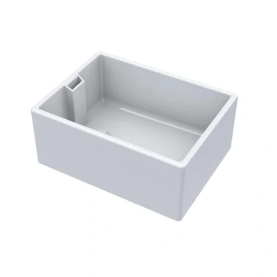 Image of Fireclay Single Bowl Belfast Kitchen Sink with Overflow 615mm x 462mm 46W Waste