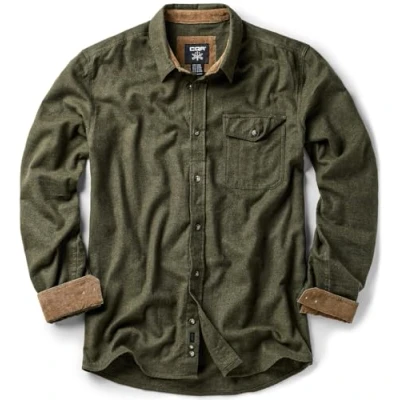 Image of CQR CLSL Men&#039;s All Cotton Flannel Shirt, Long Sleeve Casual Button Up Plaid Brushed Soft Outdoor Shirts, Solid Hunter Green, XL