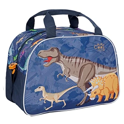 Image of PERLETTI Duffle Bag for Boys Gym Travel Pool Swim Leisure Kids Cabin Dinosaurs Print Sports Weekend Holdall Little Boy with Adjustable Shoulder Strap 28x41,5x21cm (Dinosaur)