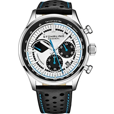 Image of Stuhrling Original Men&#039;s Leather Tachymeter Watch Stainless Steel Case Analog Dial with Date 934 Watches for Men Collection