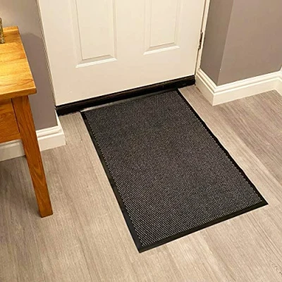 Image of The Shopfitting Shop Dirt Trapper Door Mat Indoor &amp; Outdoor Non Slip Rubber Backing Carpet and Floor for Home, Kitchen Offices Multi Colour Sizes Heavy Duty (Grey, 60cm x 90cm)