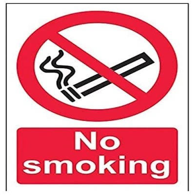 Image of V Safety 57034AG S No Smoking Prohibition Sign Portrait 100mm x 150mm Self Adhesive Vinyl, Black/Red
