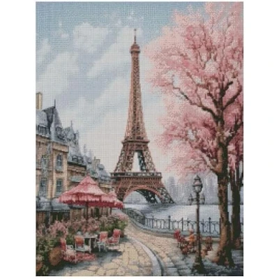 Image of Paris in Spring Landscape CROS Stitch Kits,14count, Blank aida Fabric, 200x250 36x44 cm Cotton Cross Kits