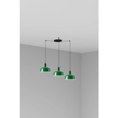 Image of Tatawin Medium Cluster Pendant Ceiling Light Satin Black, Gloss Green 3x E27