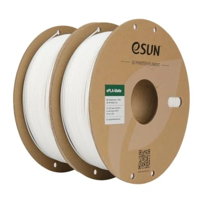Image of eSUN Upgraded Matte PLA Filament 1.75mm, 3D Printer Filament, Shine Free Color, Frosted Texture, 1KG per Spool, 2 Spools for Printers, Milky White