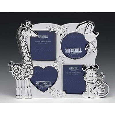 Image of Photo Frame Jungle Animal Silver Multi Picture New Baby Gift Idea