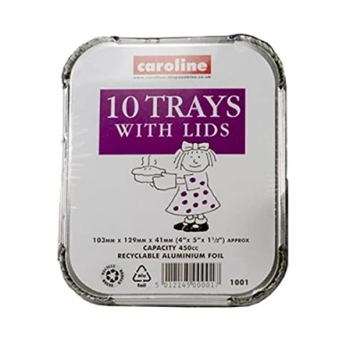 Image of Caroline 10 Foil Trays &amp; Lids 16oz 1001