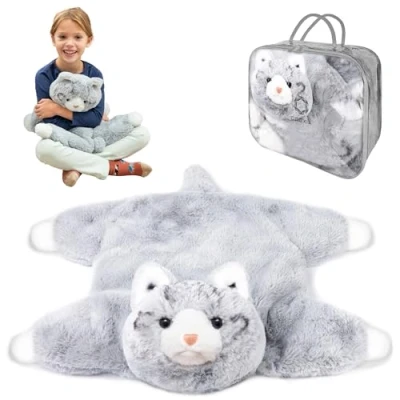 Image of ODOXIA Weighted Lap Cat Calming &amp; Comforting Plush Stuffed Animal Pad Anxiety Teddy for Autism, ADHD, Anxiety, Stress