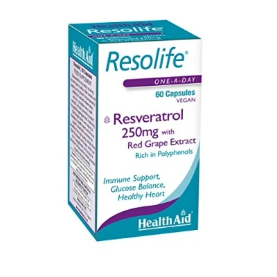 Image of HealthAid Resolife Resveratrol 250 mg 60 Vegan Capsules,803267