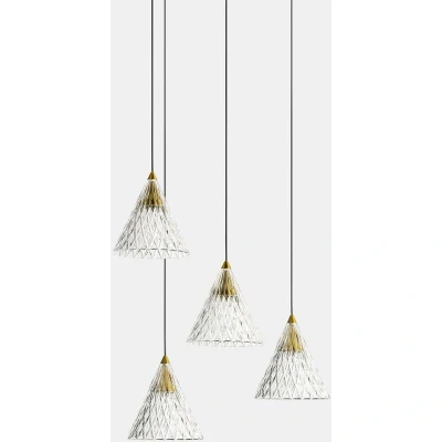 Image of Veneto LED 4 Light Dome Cluster Ceiling Pendant Gold Matt White Dali Dimming 31cm 2075lm 2700K