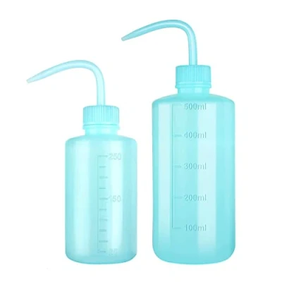 Image of 250ml+500ml Plastic Safety Wash Bottle, Blue Lab Squeeze Bottle with Narrow Mouth and Scale Labels, Squirt For Plant Flower Succulent Watering 2 Packs