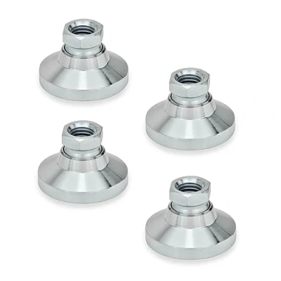 Image of Ganter Normelemente GN 343.1 32 M10 OS 1 articulated feet with Threaded Bushing, Silver, Fußdurchmesser: 32mm Gewinde: M10, Set of 4 Pieces
