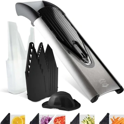 Image of Börner Mandline Slicer V6 (Starter Set) Stainless Steel with V Blade Adjustable Vegetable for Vegetables &amp; Fruits Slices, Julienne Strips Sticks Grater