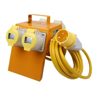Image of CONNEXION 4 Way Splitter Box, 110V Power Distribution Junction Outlets IP44 rated 16 Amp panel sockets and Plug with 2.5mm 5 Metres Cable for Worksites (4 16A 1.5mm 5m)
