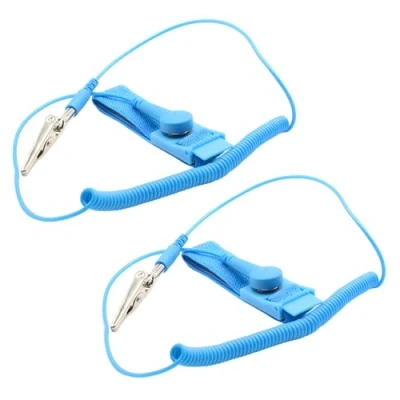 Image of 2 Pcs Anti Static Wrist Straps Adjustable ESD Wristband with Grounding Wire and Alligator Clip, Prevents Build Up for Sensitive Electronics, Blue