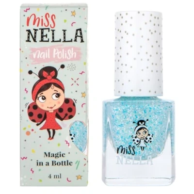 Image of Miss Nella Once Upon A Time Safe Special pink Nail Polish with white glitters for Kids, Non Toxic &amp; Odour Free Formula Children and Toddlers, Water Based Easy Peel Off