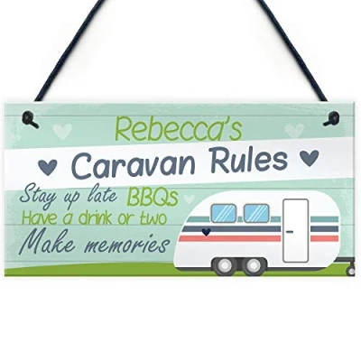 Image of RED OCEAN Caravan Sign PERSONALISED Any Name Camping Camper Plaque Gift Present
