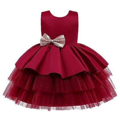 Image of Lito Angels Kids Flower Girl Bridesmaid Dresses Wedding Party Outfit Fancy Ball Gown Occasion Dress Age 4 5 Years, Burgundy (Tag Number 110)