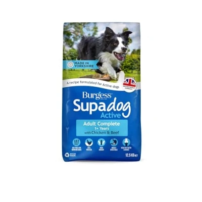 Image of Burgess Supadog Active Chicken and Beef dry dog food for working dogs 12.5 kg