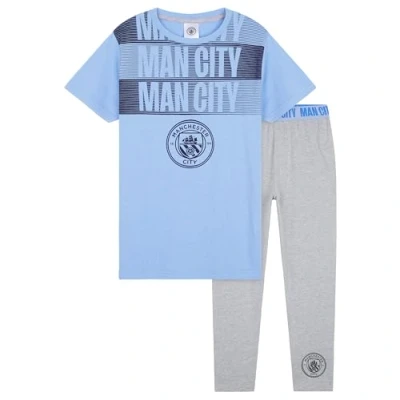Image of Manchester City FC Boys Pyjamas Set Nightwear PJs for Kids Teenagers Loungewear 5 14 Years Football Gifts (Blue/Grey, 11 12 Years)