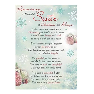 Image of Widdle Wonderland In Loving Memory Open Graveside Christmas Memorial Card Wonderful Sister 0288