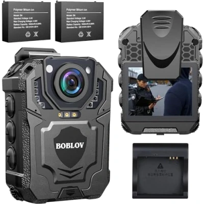 Image of BOBLOV T5 1440P Security Body Camera with Sound, Built in 128GB Personal Bodycam, Two Batteries Dock, Police Worn for Law Enforcement, Patrol, Night Vision, File Protection