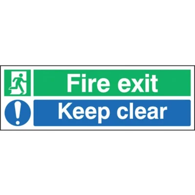 Image of Sitesafe Fire Exit Keep Clear Rigid PVC Sign 450 x 150mm