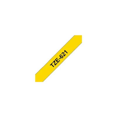 Image of Brother TZe 621 Black on yellow Roll (0.9 cm x 8 m) 1 cassette(s) laminated tape for PT D210, D600, H110, H200, P Touch 1005, 1880, Cube Pro P910
