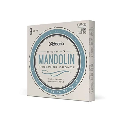 Image of D&#039;Addario Mandolin Strings Phosphor Bronze For 8 String Warm, Bright, Balanced Tone EJ73 3D Light, 10 38