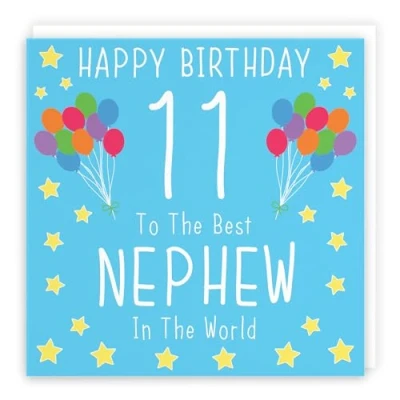 Image of Hunts England Nephew 11th Birthday Card Happy 11 To The Best In World Iconic Collection Fun