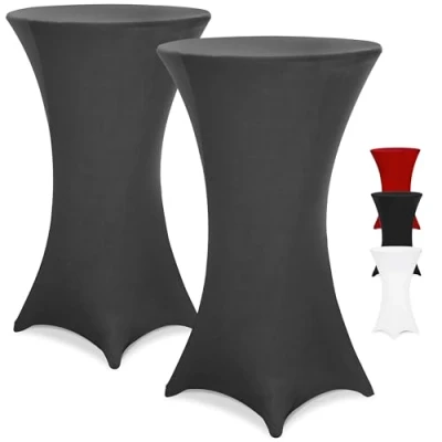 Image of Detex® Set of 2 Table Slip Covers for Tables Diameter 70 75cm Easy Care Washable Fabric Other 60 65, 80 85 cm Reinforced Foot Area Cover Anthracite Grey
