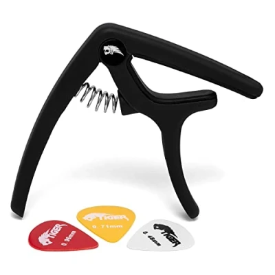 Image of Tiger Black Quick Release Guitar Trigger Capo for Acoustic Electric Guitars