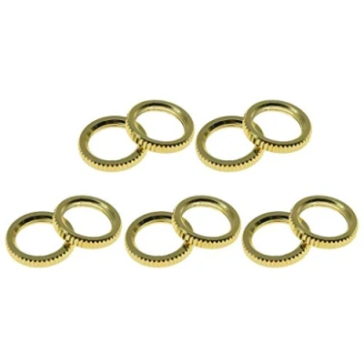 Image of Dopro Pack of 10 USA Spec 15/32&quot; Fine Knurled LP Guitar Toggle Switch Nut For Switchcraft Switches Gold