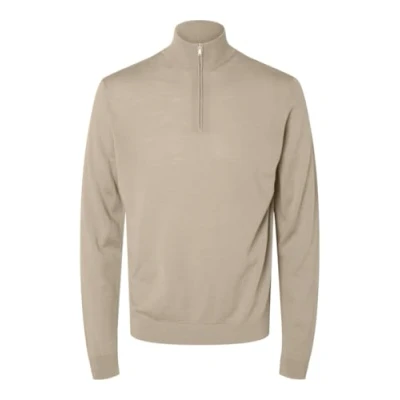 Image of SELECTED HOMME Men&#039;s Slhtray Ls Knit Merino Half Zip Noos Pullover Sweater, Kelp, L