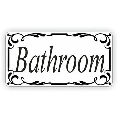 Image of Bathroom Door Sign Self Adhesive Vinyl Sticker, Decal Bath Room Bathroom, WC