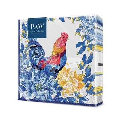 Image of PAW Napkins 3 Ply (33 x 33 cm) I 20 Pieces Perfect for Birthdays, Parties, Weddings, Communion and Celebrations Paper Bunt Hahn, Easter Rustic Morning