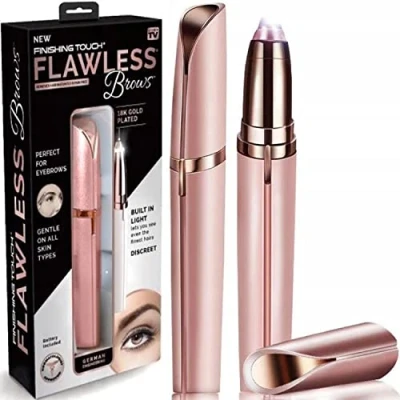 Image of Retoo LED Painless Eyebrow Shaver, Trimmer for Women, Epilator &amp; Epilator, Electric Hair Trimmer, Remover, Pink Gold