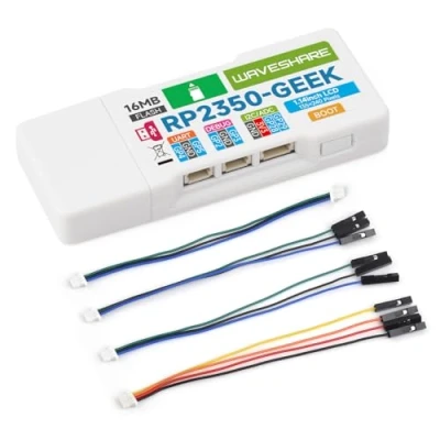 Image of Waveshare RP2350 GEEK Development Board, Based On Microcontroller, with 1.14inch 65K Color LCD, USB Debugging Downloader, White Plastic Case