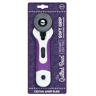 Image of The Quilted Bear Rotary Cutter Ergonomic Soft Grip for Fabric with Sharp Cutting Blade &amp; Easy Replace System (45mm Cutter)