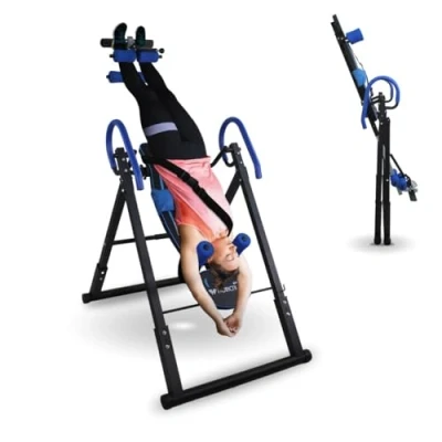 Image of Mobiclinic® Fitness, Inversion Table, Foldable, 180 Tilt, Up to 264.55 lb, Adjustable, Lumbar Cushion and Headrest, Four Safety Systems, Stretches Abdominals, Steel