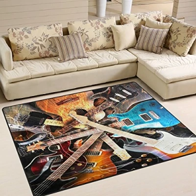 Image of Use7 Magic Electric Guitar Music Area Rug Rugs for Living Room Bedroom 160cm x 122cm(5.3 4 feet)