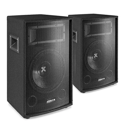Image of Pair of Vonyx 12 Inch Passive PA Speakers Disco DJ House Party Sound System