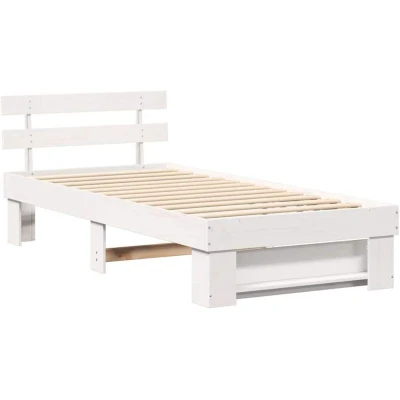 Image of with Headboard White 80 x 200 cm Solid pine wood vidaXL