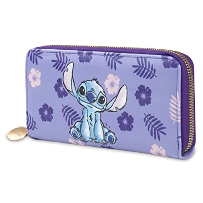 Image of Disney Women&#039;s Stitch Wallet Purse Gift Idea Purple One Size Zip, Purple, Taille Unique, Zippered
