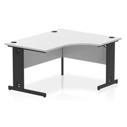 Image of Impulse 1400 RH Crescent Desk White Top Black Cable Managed Leg
